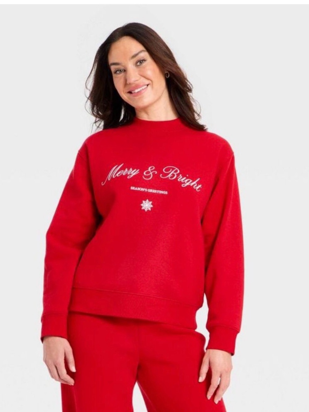 Universal Thread Red 'Merry & Bright' Crewneck Sweater